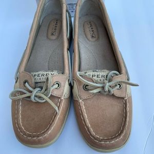 Sperry Top Sider Angelfish linen/leopard sequin sz 7m